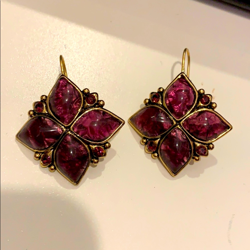 Beautiful deep purple amulet flower earrings